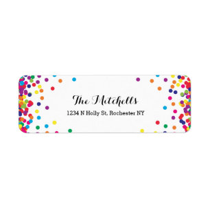 Labels voor kleurrijk Confetti-retouradres van de 