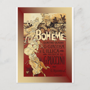 LaBoheme ~ Puccini Opera 1896 w/Achtergrond Briefkaart