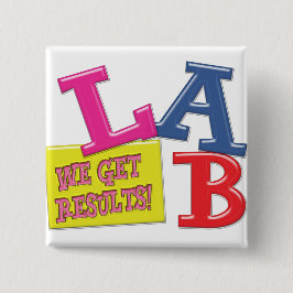 LABOMOTTO - WE KRIJGEN RESULTATEN - MEDISCHE LABOR VIERKANTE BUTTON 5,1 CM