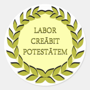 LABOR CREĀBIT POTESTĀTEM RONDE STICKER