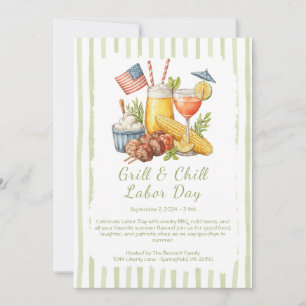 Labor Day BBQ-bieruitnodiging – Patriotische pickn Kaart