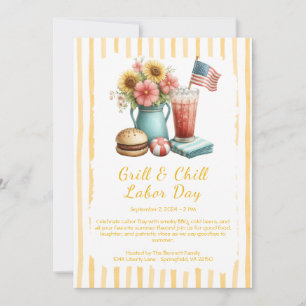 Labor Day BBQ-bieruitnodiging – Patriottische pick Kaart