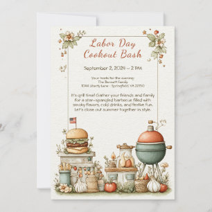 Labor Day BBQ Rood Wit en Blauw Kaart