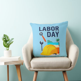Labor Day Construction Worker Helmet Design Kussen