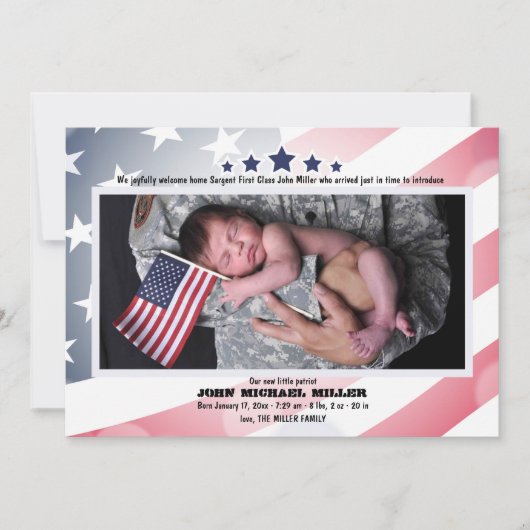 Labor Day Foto Geboorte Aankondiging (Voorkant)