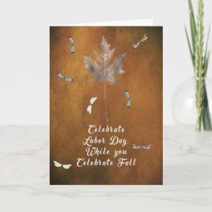 Labor Day-kaart op Grunge Goud met Zilveren Blad Kaart
