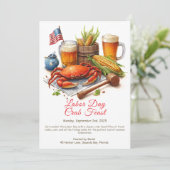 Labor Day Kreeft Feest Uitnodiging Patriottische Z (Staand voorkant)