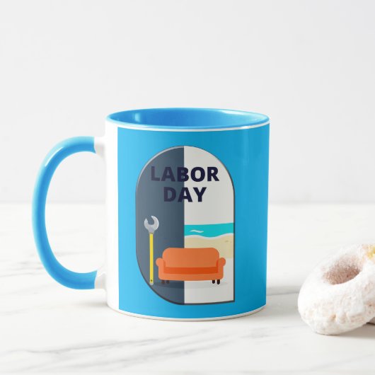 Labor Day Minimal Worker Relax Design Mok (Met donut)