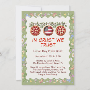 Labor Day Pizza Feest Uitnodiging – Patriottische