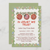 Labor Day Pizza Party Uitnodiging - Patriottische  (Voorkant / Achterkant)