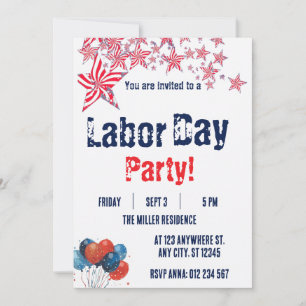 Labor Day Rood Wit Blauw Vuurwerk Feest Kaart