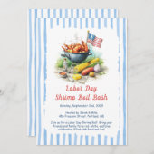 Labor Day Shrimp Boil Invitation - Patriottisch Ze Kaart (Voorkant / Achterkant)