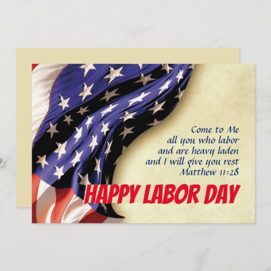 LABOR DAY USA Patriottic Flag Scripting Gepersonal Feestdagenkaart (Voorkant / Achterkant)