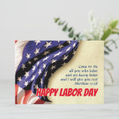 LABOR DAY USA Patriottic Flag Scripting Gepersonal Feestdagenkaart (Staand voorkant)