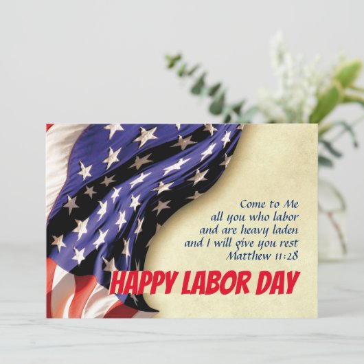 LABOR DAY USA Patriottic Flag Scripting Gepersonal Feestdagenkaart (Staand voorkant)