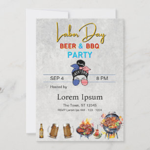 Labor Day-vakantiekaart rood wit blauw BBQ Kaart