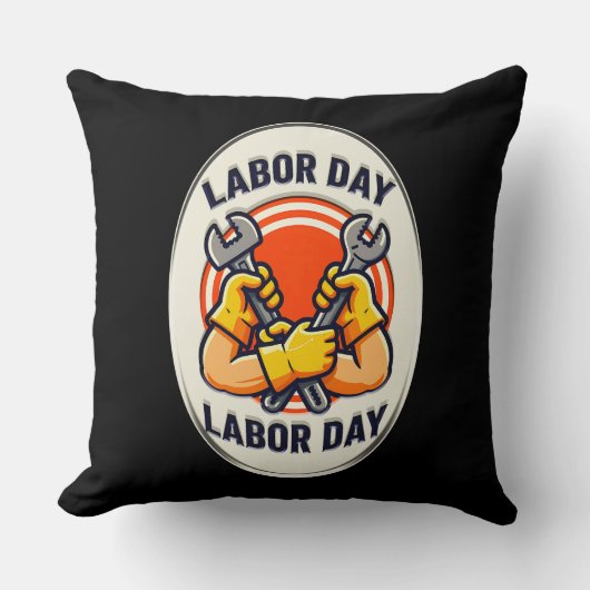 Labor Day Worker Badge Tools Design Kussen (Voorkant)