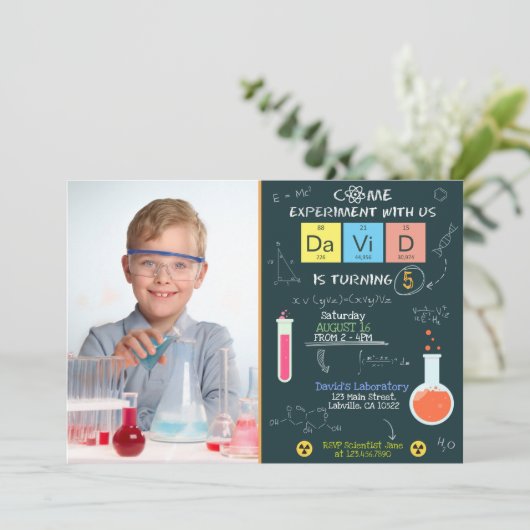 Laboratoire Science Invitation d'anniversaire avec (Debout devant)