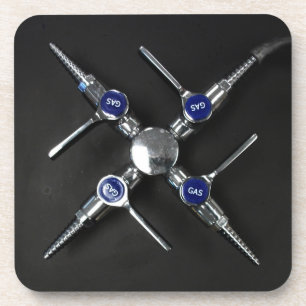 Laboratoriumgaskleppen op de laboratoriumbank drankjes onderzetter