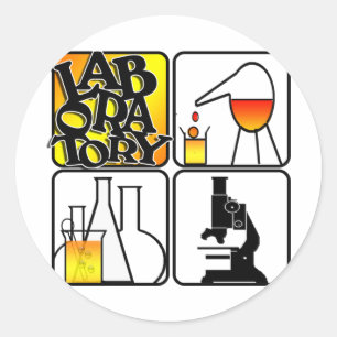 LABORATORIUMGEHEUGEN LOGO 4-SQUARE - LAB-ICONS RONDE STICKER
