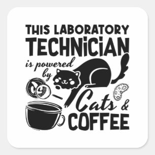 Laboratoriumtechnicus van Lab Cats Coffee Science Vierkante Sticker