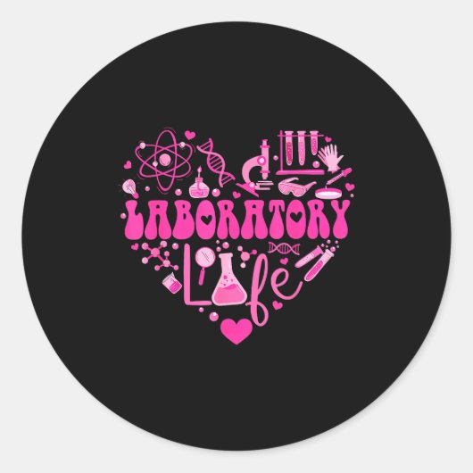 Laboratory Heart Valentine Lab Technologist Scienc Ronde Sticker (Voorkant)