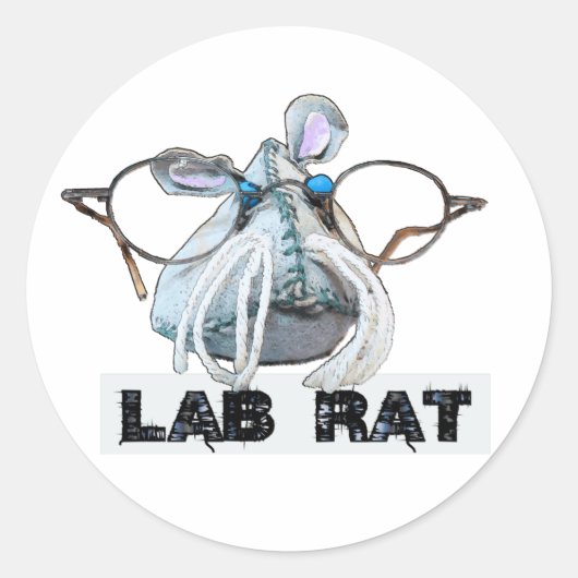 Laborratte Lab Rat mit großer Brille Schnurrbart Ronde Sticker (Voorkant)