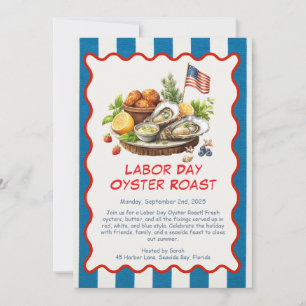 Labour Day Oyster Roast Invitation Patriotic Coast Kaart