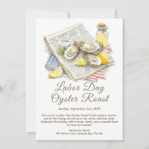 Labour Day Oyster Roast Invitation Patriotic Coast Kaart