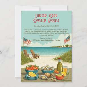 Labour Day Oyster Roast Invitation Patriotic Coast Kaart