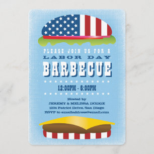 Labour Day Patriotic Burger Barbecue Kaart