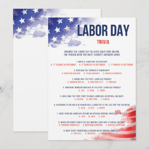 Labour Day Trivia Game USA Quiz Red White & Blue