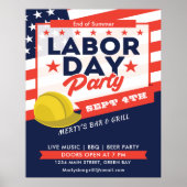 Labour Day USA Flag Hard Pet Party Event Poster (Voorkant)