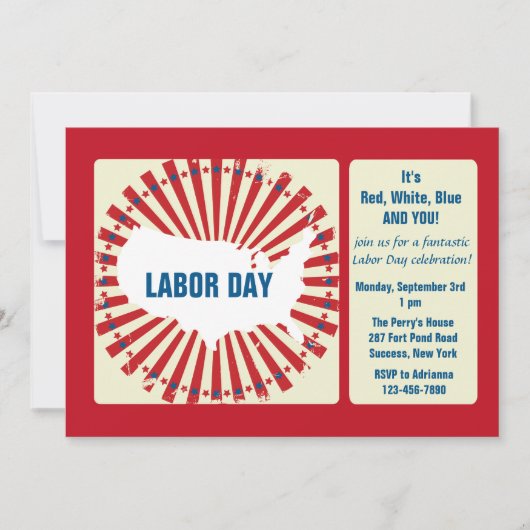 Labour Day USA Invitation Kaart (Voorkant)
