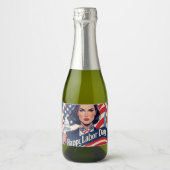 Labour Day Wine Labels - Patriottische Viering Gif Sparkling Wijnetiket (Voorkant)
