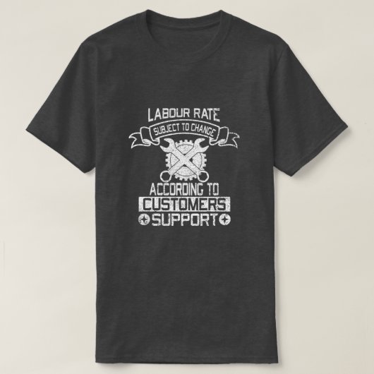 Labour Rate Mechanic Funny Black T-shirt (Design voorkant)