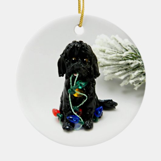 Labra Doodle Golden Doodle Dog kerstversiering Keramisch Ornament (Voorkant)