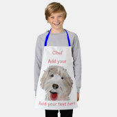 Labradoedle Cooking Chef (naam hier) Kinder Schort (Gedragen)