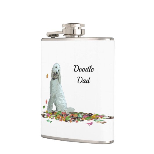 Labradoedle Dog in Leaves Drink Flask Heupfles (Links)
