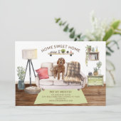 Labradoedle Dog Moving Announcement Kaart (Staand voorkant)