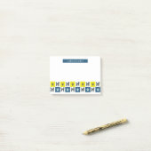 Labradoedle Dog & Paw Yellow & Blue Grid Post-it® Notes (Op bureau)