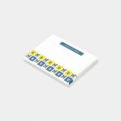 Labradoedle Dog & Paw Yellow & Blue Grid Post-it® Notes (Schuin)