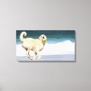 Labradoedle - Happy Day op strand Canvas Afdruk