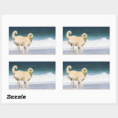 Labradoedle - Happy Day op strand Rechthoekige Sticker (Vel)