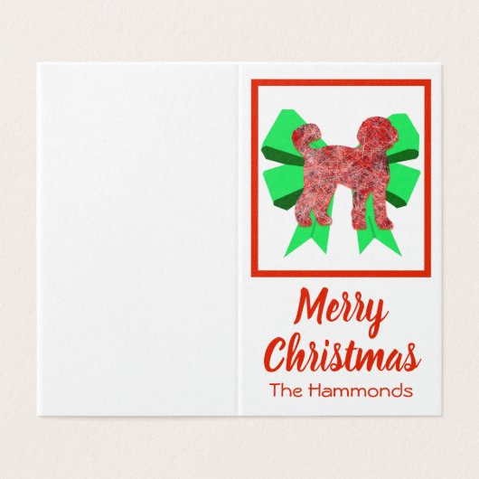 Labradoedle Kersthond en Green Bow-Kaart Kaart (Buitenkant ongevouwen)