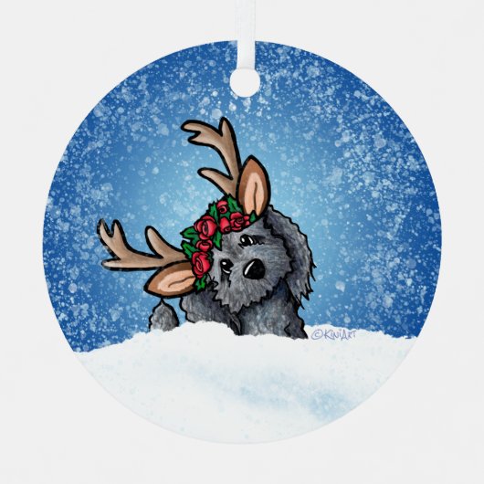 Labradoedle Reindeer Kerstkeramisch Ornament (Voorkant)