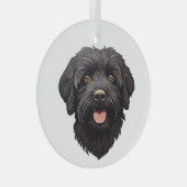 Labradoodle Black Dog Glas Ornament (Voorkant Rechts)