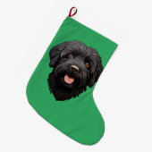 Labradoodle Black Dog Grote Kerstsok (Voorkant (Hangend))
