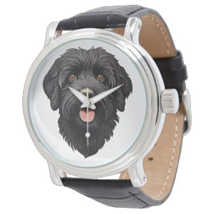 Labradoodle Black Dog Horloge