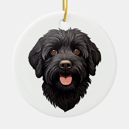 Labradoodle Black Dog Keramisch Ornament (Voorkant)
